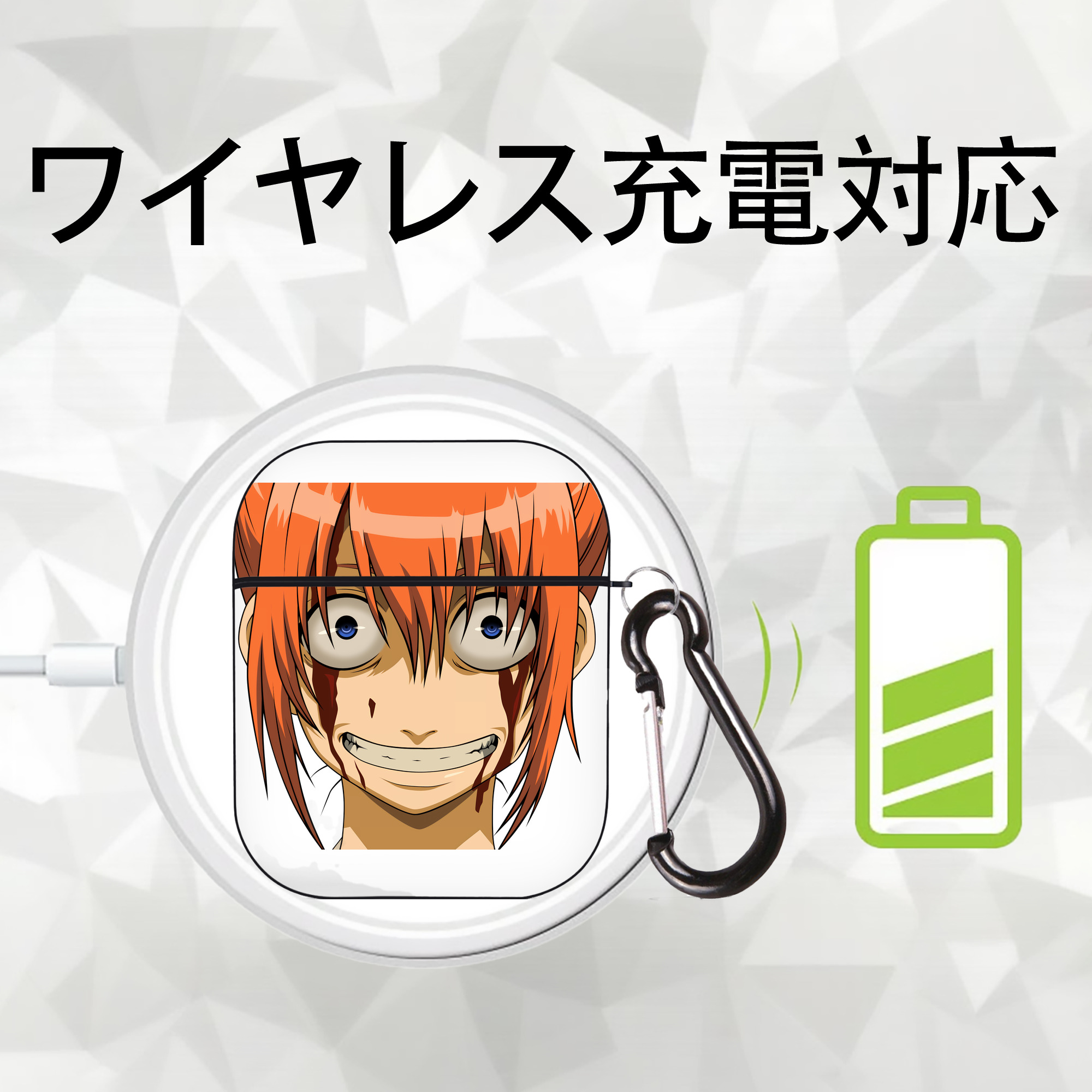 ぎんたま 坂田銀時（さかたぎんとき） 神楽 志村新八（しむら しんぱち） GINTAMA Sakata Gintoki Kagura Shimura Shinpachi AirPods 第2世代保護ケース ハードシェル ブラック 耐衝撃・防指紋・カラビナ付き