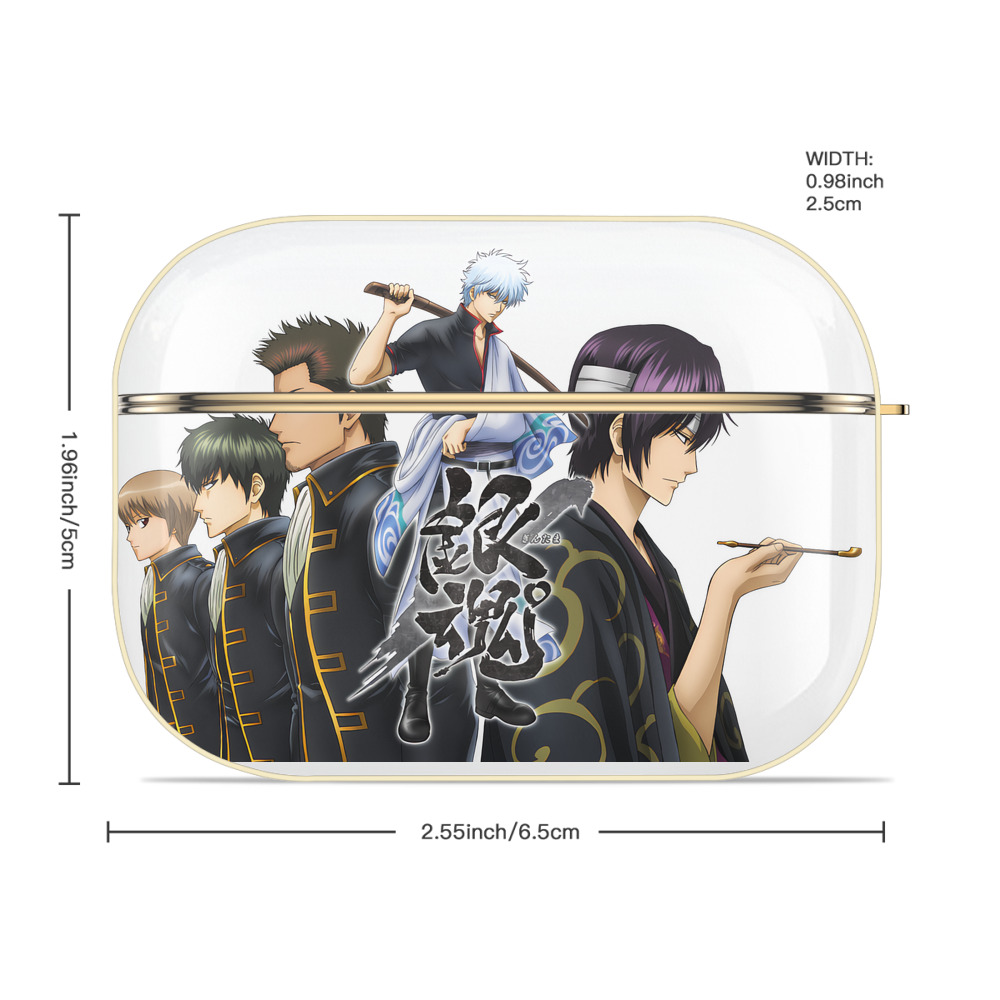 ぎんたま 坂田銀時（さかたぎんとき） 神楽 志村新八（しむら しんぱち） GINTAMA Sakata Gintoki Kagura Shimura Shinpachi 【AirPods Pro用】ハードシェル保護ケース｜耐衝撃・防指紋・カラビナ付き商品仕様