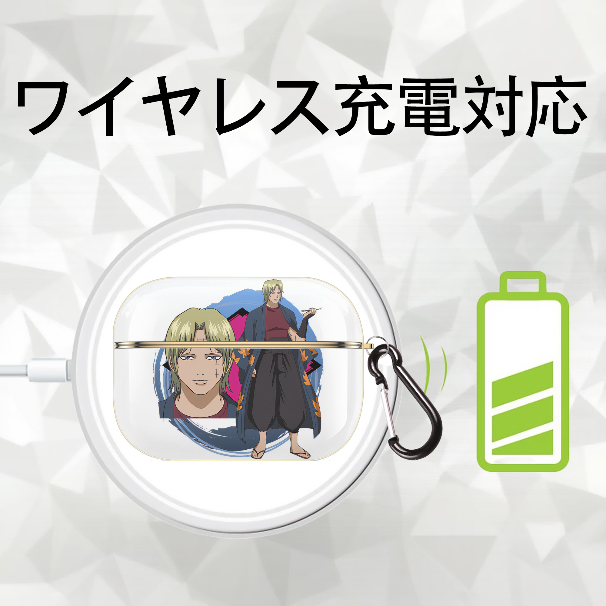 ぎんたま 坂田銀時（さかたぎんとき） 神楽 志村新八（しむら しんぱち） GINTAMA Sakata Gintoki Kagura Shimura Shinpachi 【AirPods Pro用】ハードシェル保護ケース｜耐衝撃・防指紋・カラビナ付き商品仕様