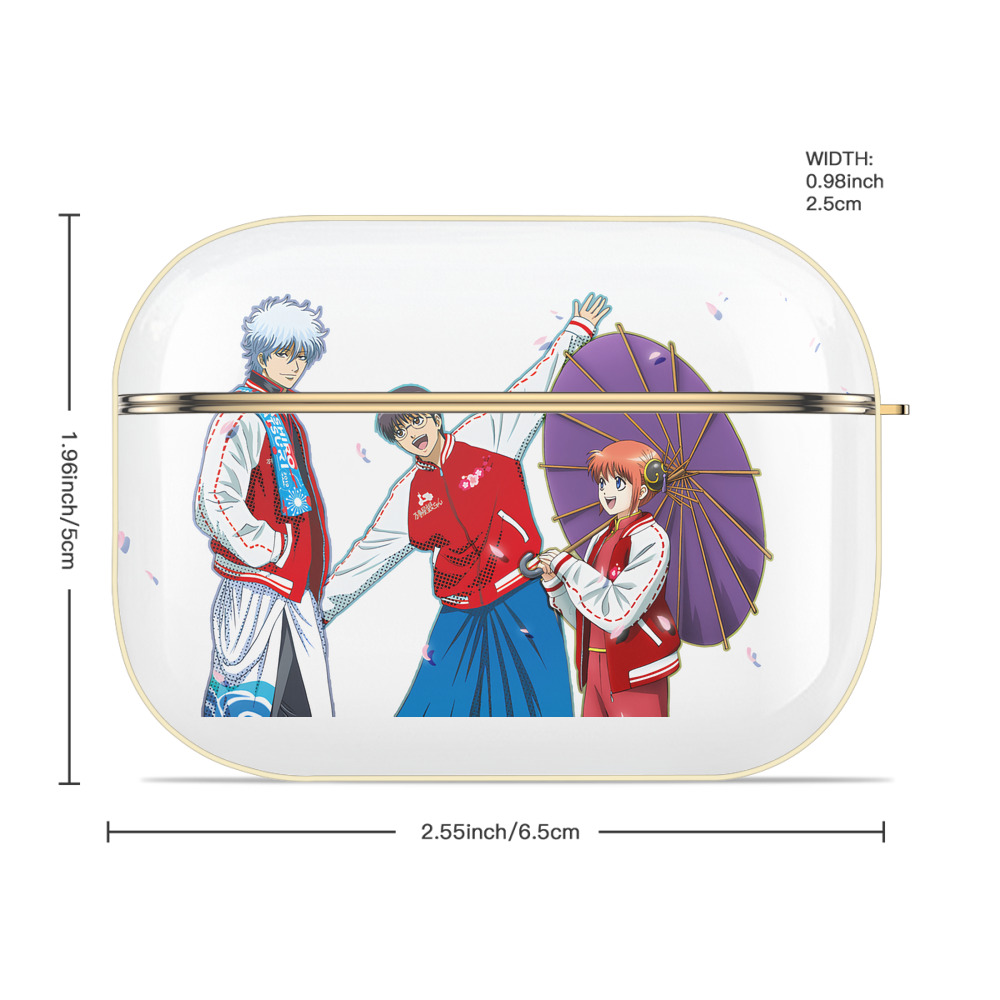ぎんたま 坂田銀時（さかたぎんとき） 神楽 志村新八（しむら しんぱち） GINTAMA Sakata Gintoki Kagura Shimura Shinpachi 【AirPods Pro用】ハードシェル保護ケース｜耐衝撃・防指紋・カラビナ付き商品仕様