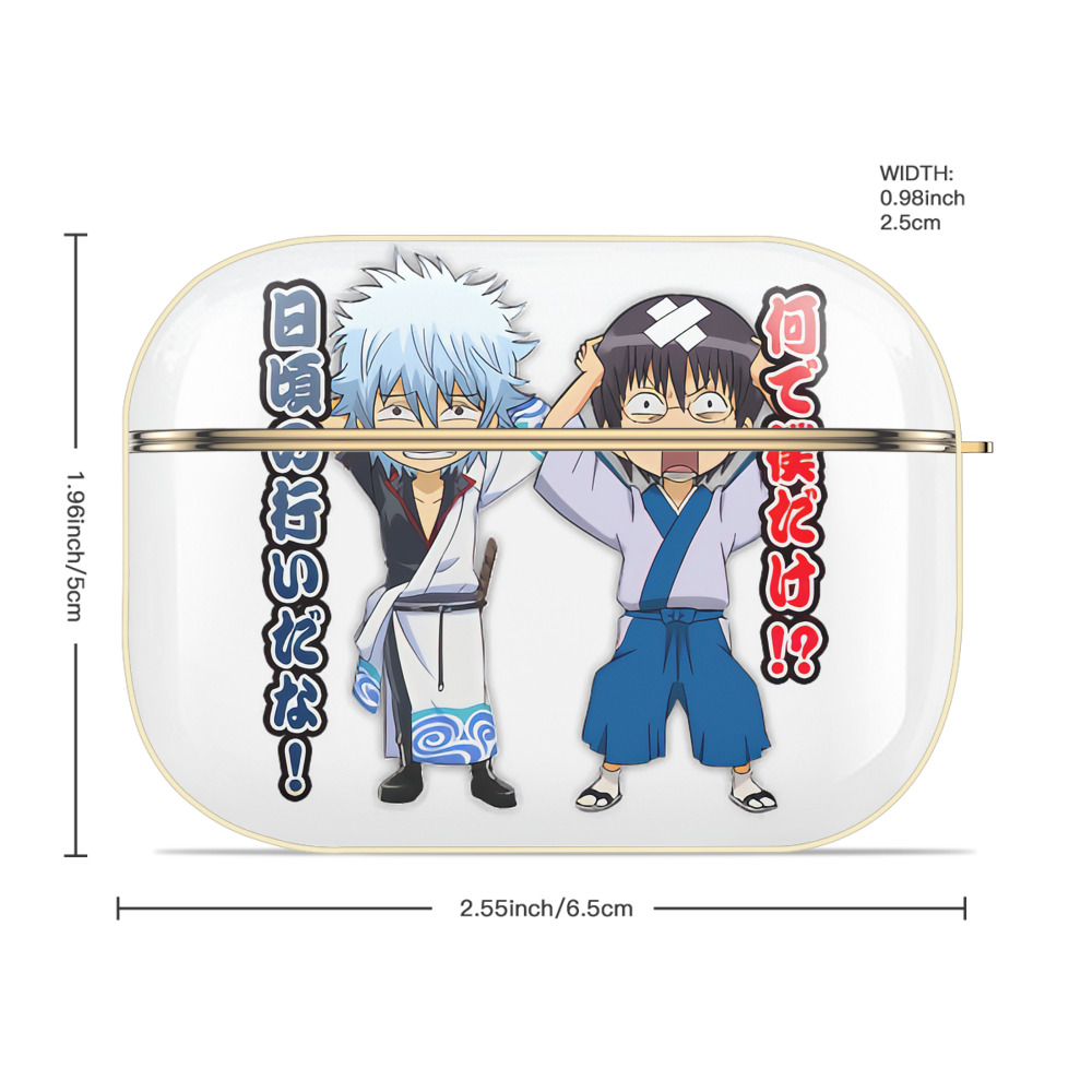 ぎんたま 坂田銀時（さかたぎんとき） 神楽 志村新八（しむら しんぱち） GINTAMA Sakata Gintoki Kagura Shimura Shinpachi 【AirPods Pro用】ハードシェル保護ケース｜耐衝撃・防指紋・カラビナ付き商品仕様
