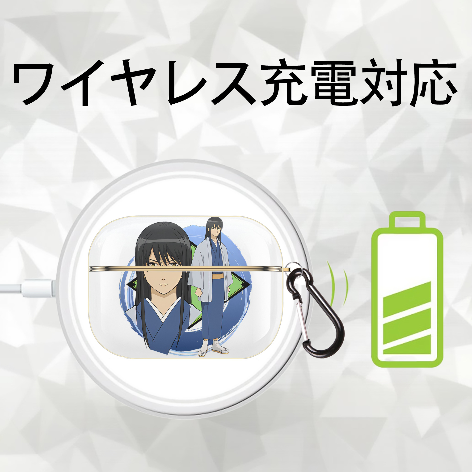 ぎんたま 坂田銀時（さかたぎんとき） 神楽 志村新八（しむら しんぱち） GINTAMA Sakata Gintoki Kagura Shimura Shinpachi 【AirPods Pro用】ハードシェル保護ケース｜耐衝撃・防指紋・カラビナ付き商品仕様