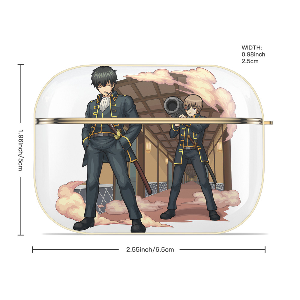 ぎんたま 坂田銀時（さかたぎんとき） 神楽 志村新八（しむら しんぱち） GINTAMA Sakata Gintoki Kagura Shimura Shinpachi 【AirPods Pro用】ハードシェル保護ケース｜耐衝撃・防指紋・カラビナ付き商品仕様