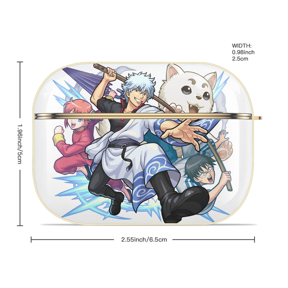 ぎんたま 坂田銀時（さかたぎんとき） 神楽 志村新八（しむら しんぱち） GINTAMA Sakata Gintoki Kagura Shimura Shinpachi 【AirPods Pro用】ハードシェル保護ケース｜耐衝撃・防指紋・カラビナ付き商品仕様