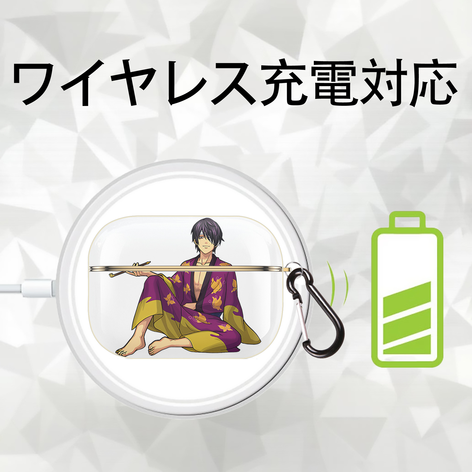 ぎんたま 坂田銀時（さかたぎんとき） 神楽 志村新八（しむら しんぱち） GINTAMA Sakata Gintoki Kagura Shimura Shinpachi 【AirPods Pro用】ハードシェル保護ケース｜耐衝撃・防指紋・カラビナ付き商品仕様