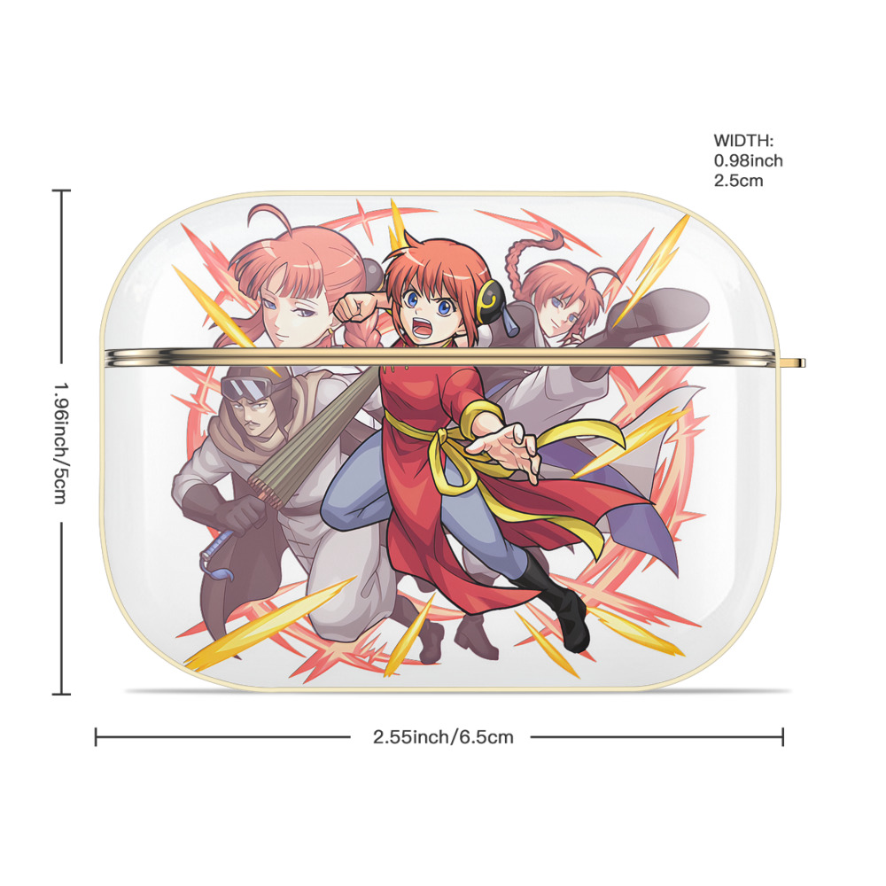 ぎんたま 坂田銀時（さかたぎんとき） 神楽 志村新八（しむら しんぱち） GINTAMA Sakata Gintoki Kagura Shimura Shinpachi 【AirPods Pro用】ハードシェル保護ケース｜耐衝撃・防指紋・カラビナ付き商品仕様