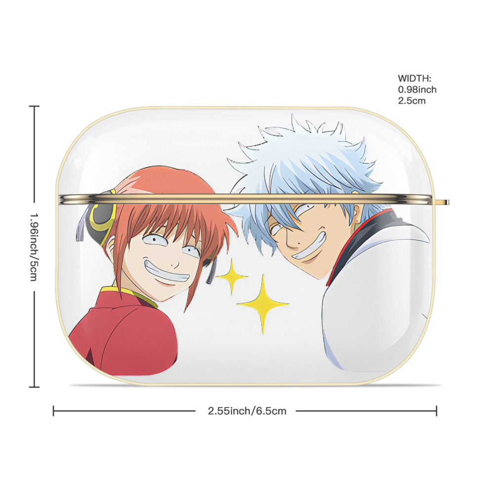 ぎんたま 坂田銀時（さかたぎんとき） 神楽 志村新八（しむら しんぱち） GINTAMA Sakata Gintoki Kagura Shimura Shinpachi 【AirPods Pro用】ハードシェル保護ケース｜耐衝撃・防指紋・カラビナ付き商品仕様