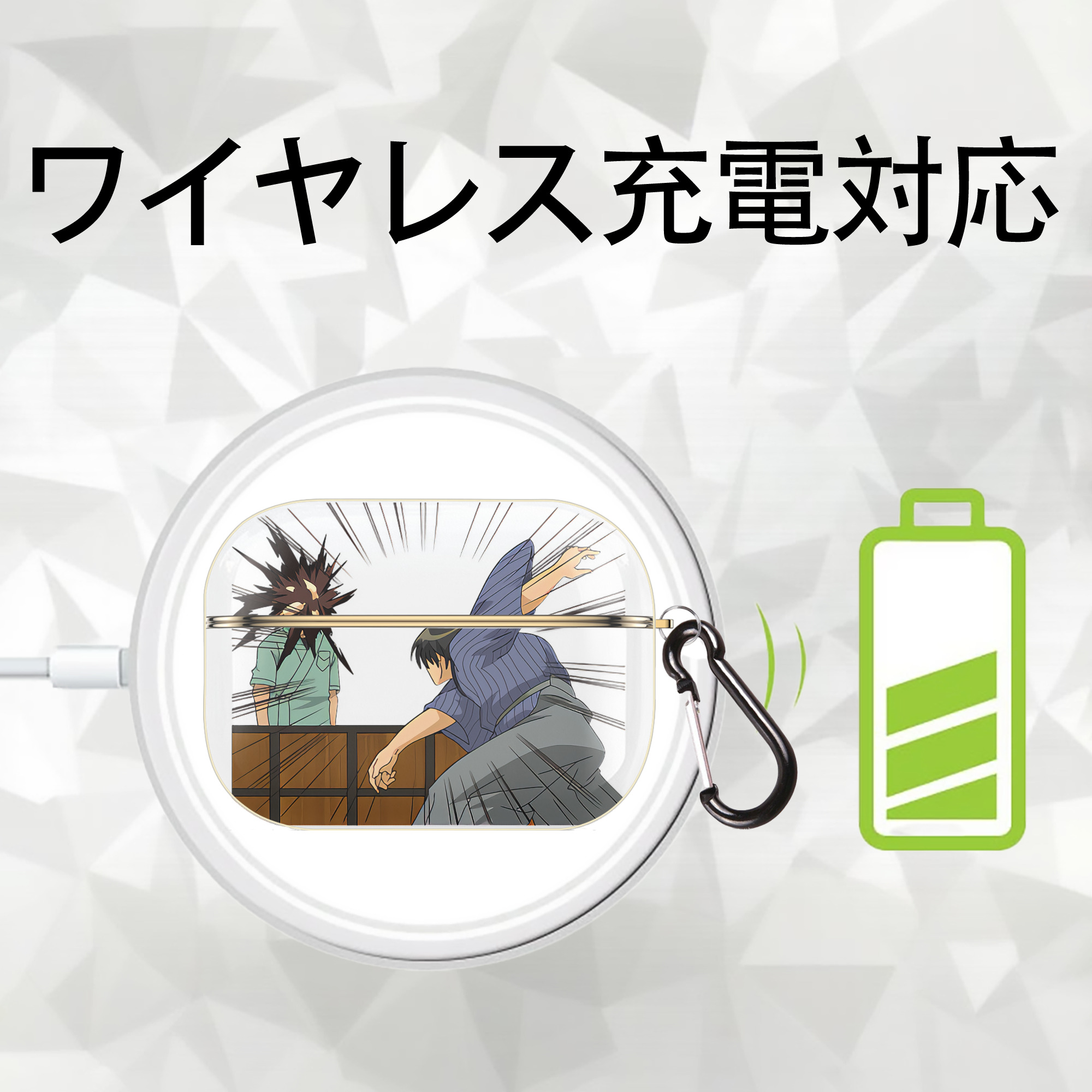 ぎんたま 坂田銀時（さかたぎんとき） 神楽 志村新八（しむら しんぱち） GINTAMA Sakata Gintoki Kagura Shimura Shinpachi 【AirPods Pro用】ハードシェル保護ケース｜耐衝撃・防指紋・カラビナ付き商品仕様
