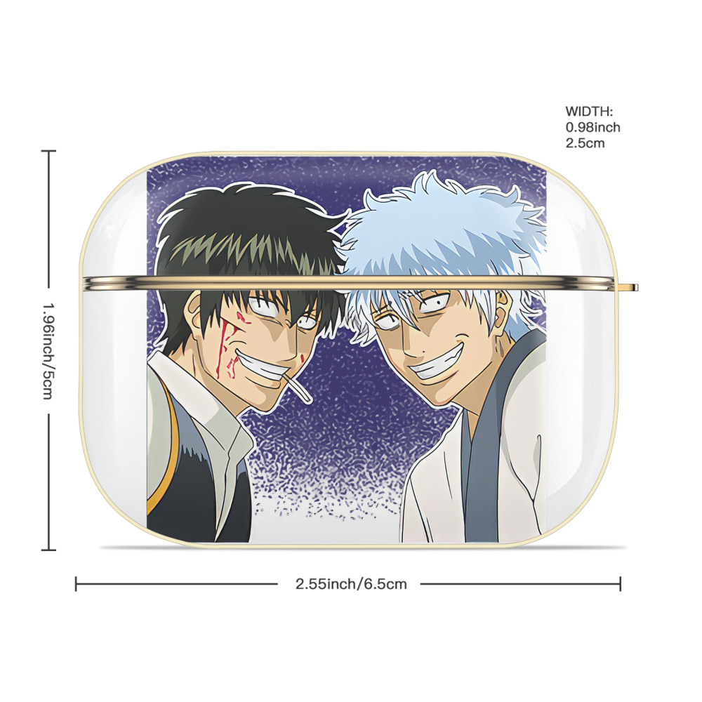 ぎんたま 坂田銀時（さかたぎんとき） 神楽 志村新八（しむら しんぱち） GINTAMA Sakata Gintoki Kagura Shimura Shinpachi 【AirPods Pro用】ハードシェル保護ケース｜耐衝撃・防指紋・カラビナ付き商品仕様