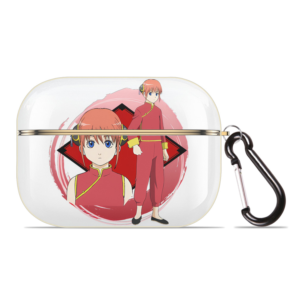 （画像用） ぎんたま 坂田銀時（さかたぎんとき） 神楽 志村新八（しむら しんぱち） GINTAMA Sakata Gintoki Kagura Shimura Shinpachi 【AirPods Pro用】ハードシェル保護ケース｜耐衝撃・防指紋・カラビナ付き商品仕様