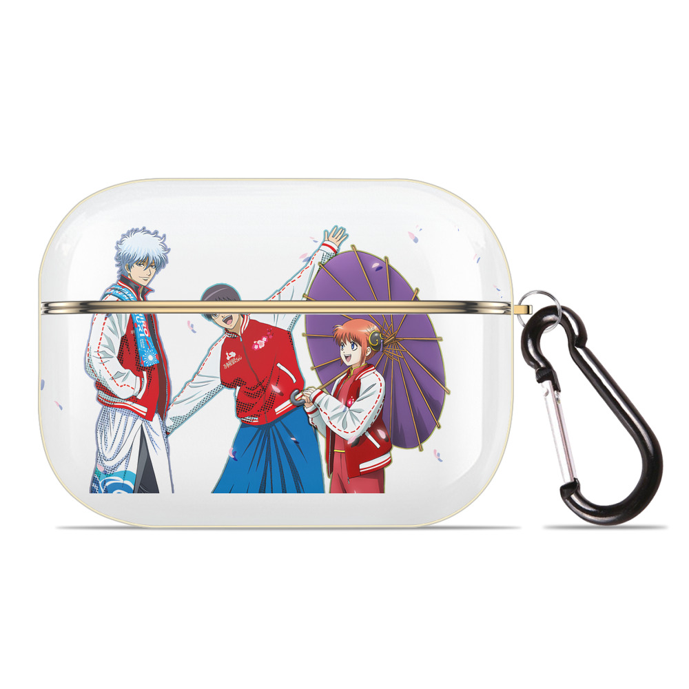 （画像用） ぎんたま 坂田銀時（さかたぎんとき） 神楽 志村新八（しむら しんぱち） GINTAMA Sakata Gintoki Kagura Shimura Shinpachi 【AirPods Pro用】ハードシェル保護ケース｜耐衝撃・防指紋・カラビナ付き商品仕様