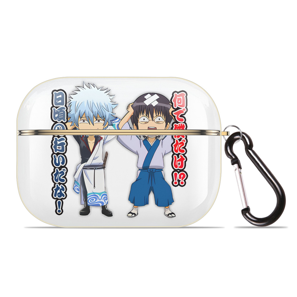 （画像用） ぎんたま 坂田銀時（さかたぎんとき） 神楽 志村新八（しむら しんぱち） GINTAMA Sakata Gintoki Kagura Shimura Shinpachi 【AirPods Pro用】ハードシェル保護ケース｜耐衝撃・防指紋・カラビナ付き商品仕様