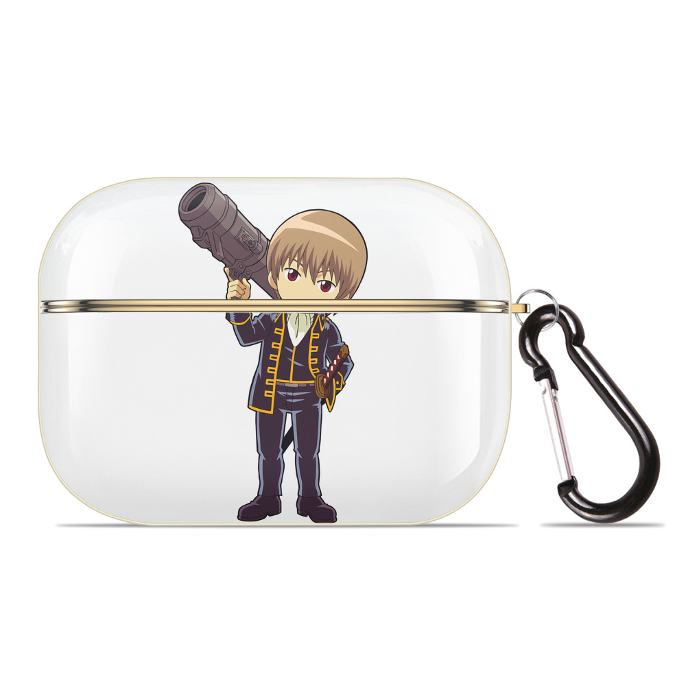 （画像用） ぎんたま 坂田銀時（さかたぎんとき） 神楽 志村新八（しむら しんぱち） GINTAMA Sakata Gintoki Kagura Shimura Shinpachi 【AirPods Pro用】ハードシェル保護ケース｜耐衝撃・防指紋・カラビナ付き商品仕様