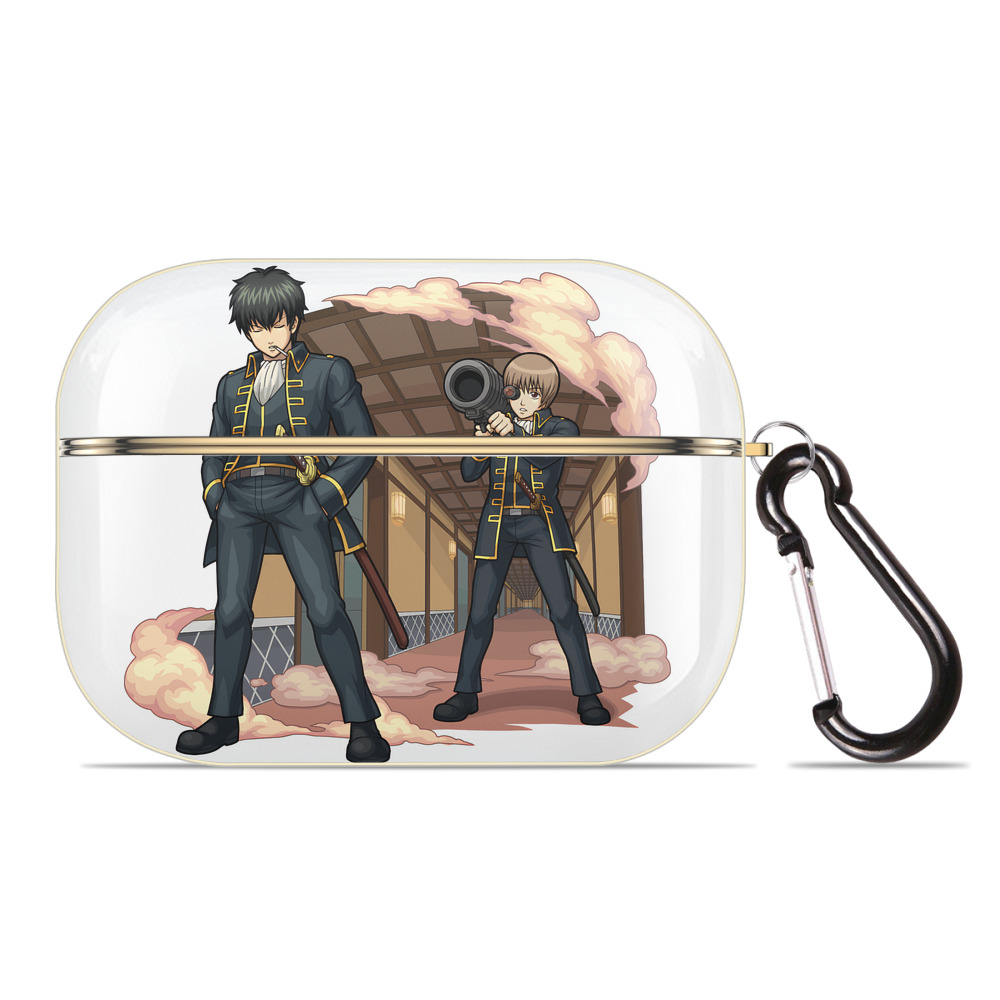 （画像用） ぎんたま 坂田銀時（さかたぎんとき） 神楽 志村新八（しむら しんぱち） GINTAMA Sakata Gintoki Kagura Shimura Shinpachi 【AirPods Pro用】ハードシェル保護ケース｜耐衝撃・防指紋・カラビナ付き商品仕様