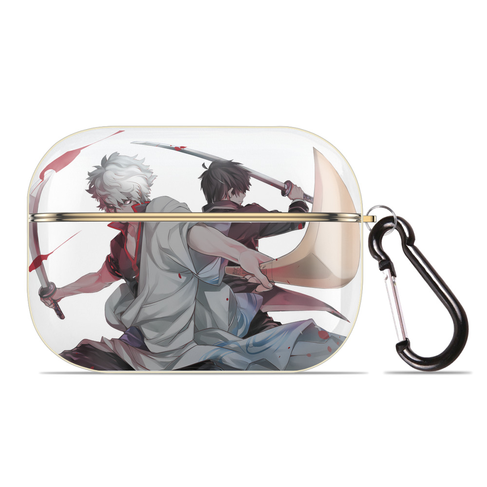 （画像用） ぎんたま 坂田銀時（さかたぎんとき） 神楽 志村新八（しむら しんぱち） GINTAMA Sakata Gintoki Kagura Shimura Shinpachi 【AirPods Pro用】ハードシェル保護ケース｜耐衝撃・防指紋・カラビナ付き商品仕様