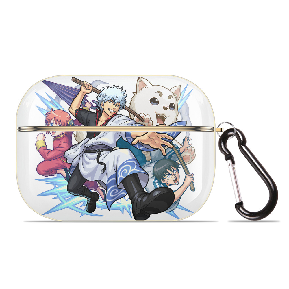 （画像用） ぎんたま 坂田銀時（さかたぎんとき） 神楽 志村新八（しむら しんぱち） GINTAMA Sakata Gintoki Kagura Shimura Shinpachi 【AirPods Pro用】ハードシェル保護ケース｜耐衝撃・防指紋・カラビナ付き商品仕様
