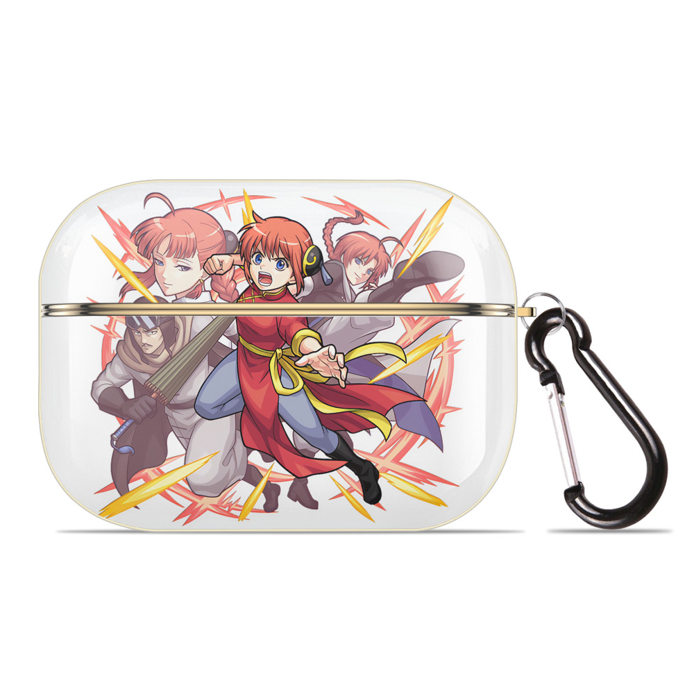 （画像用） ぎんたま 坂田銀時（さかたぎんとき） 神楽 志村新八（しむら しんぱち） GINTAMA Sakata Gintoki Kagura Shimura Shinpachi 【AirPods Pro用】ハードシェル保護ケース｜耐衝撃・防指紋・カラビナ付き商品仕様
