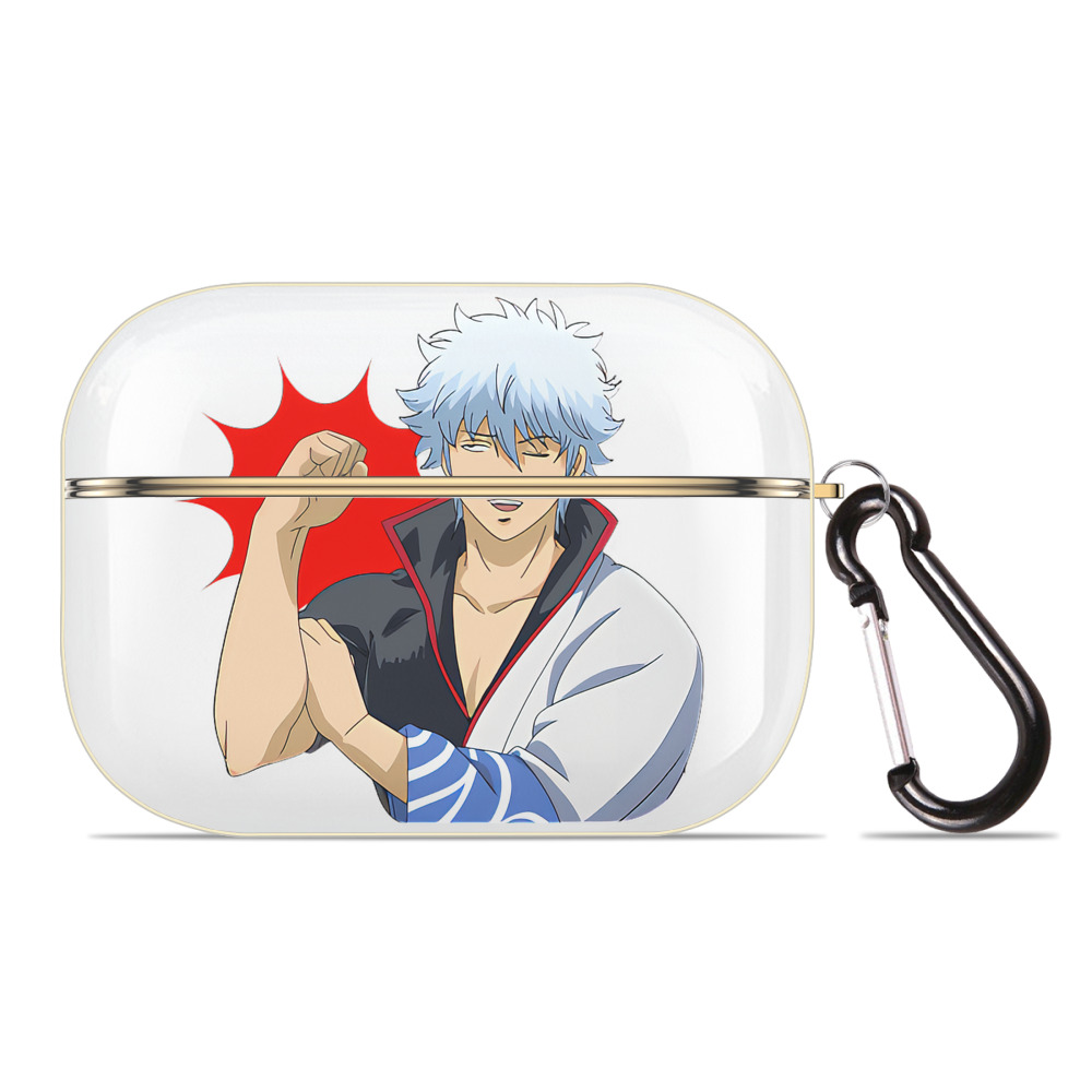 （画像用） ぎんたま 坂田銀時（さかたぎんとき） 神楽 志村新八（しむら しんぱち） GINTAMA Sakata Gintoki Kagura Shimura Shinpachi 【AirPods Pro用】ハードシェル保護ケース｜耐衝撃・防指紋・カラビナ付き商品仕様