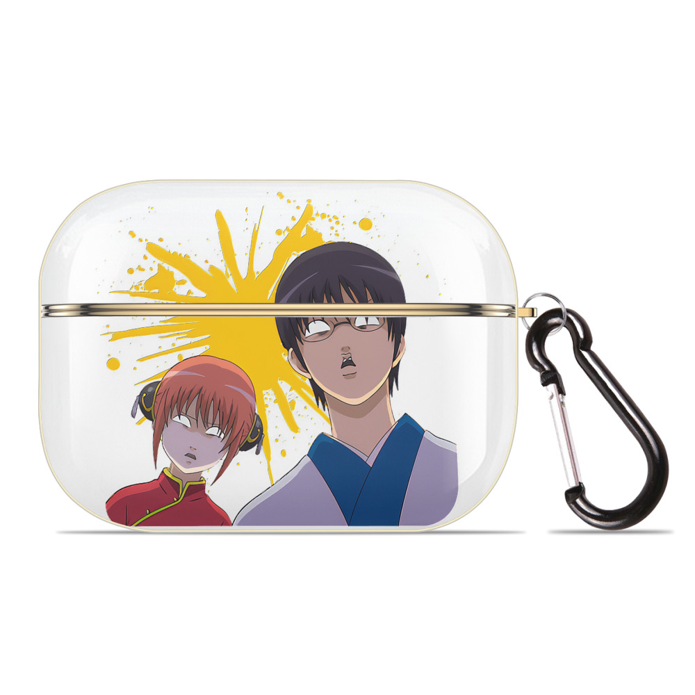 （画像用） ぎんたま 坂田銀時（さかたぎんとき） 神楽 志村新八（しむら しんぱち） GINTAMA Sakata Gintoki Kagura Shimura Shinpachi 【AirPods Pro用】ハードシェル保護ケース｜耐衝撃・防指紋・カラビナ付き商品仕様