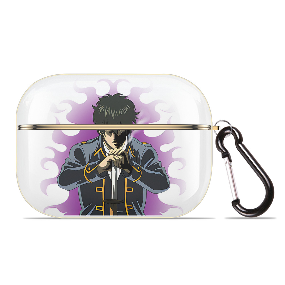 （画像用） ぎんたま 坂田銀時（さかたぎんとき） 神楽 志村新八（しむら しんぱち） GINTAMA Sakata Gintoki Kagura Shimura Shinpachi 【AirPods Pro用】ハードシェル保護ケース｜耐衝撃・防指紋・カラビナ付き商品仕様