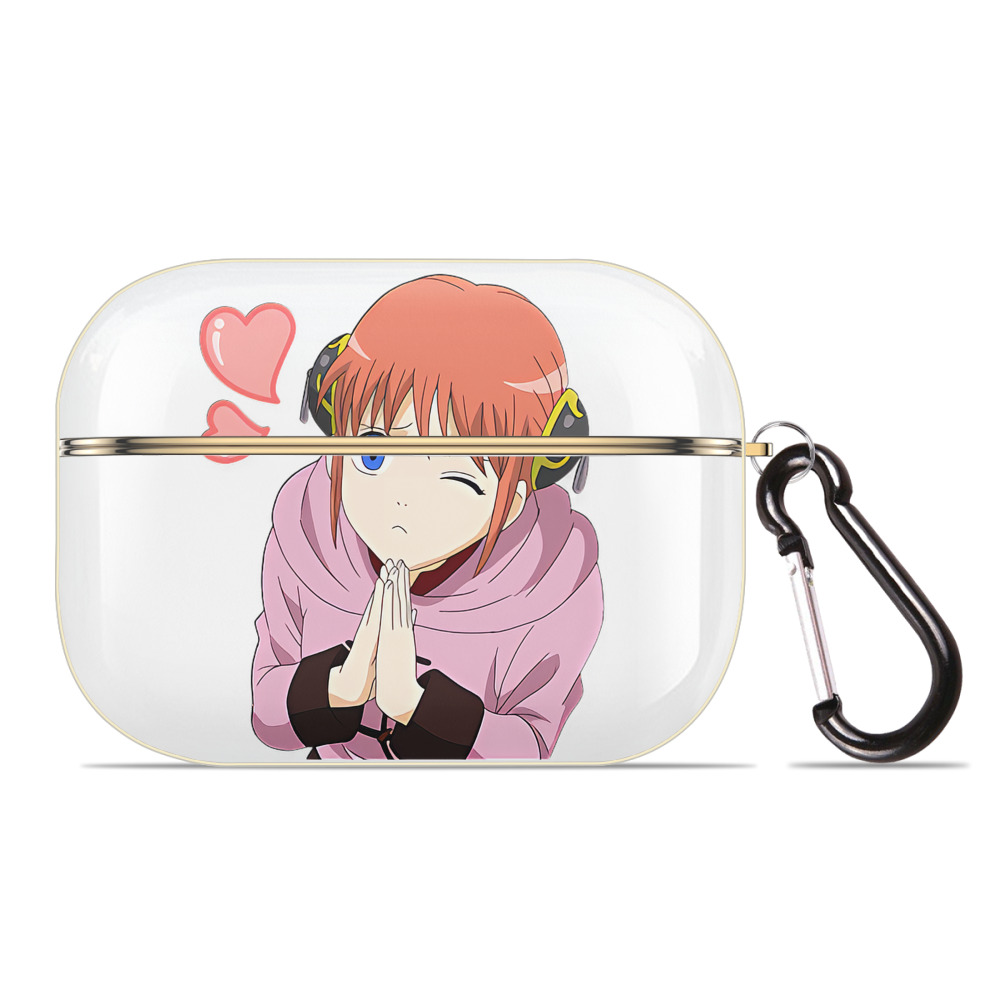 （画像用） ぎんたま 坂田銀時（さかたぎんとき） 神楽 志村新八（しむら しんぱち） GINTAMA Sakata Gintoki Kagura Shimura Shinpachi 【AirPods Pro用】ハードシェル保護ケース｜耐衝撃・防指紋・カラビナ付き商品仕様