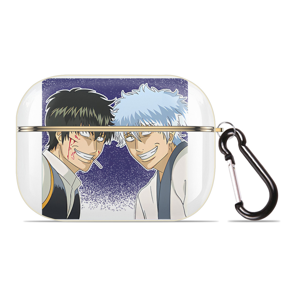 （画像用） ぎんたま 坂田銀時（さかたぎんとき） 神楽 志村新八（しむら しんぱち） GINTAMA Sakata Gintoki Kagura Shimura Shinpachi 【AirPods Pro用】ハードシェル保護ケース｜耐衝撃・防指紋・カラビナ付き商品仕様