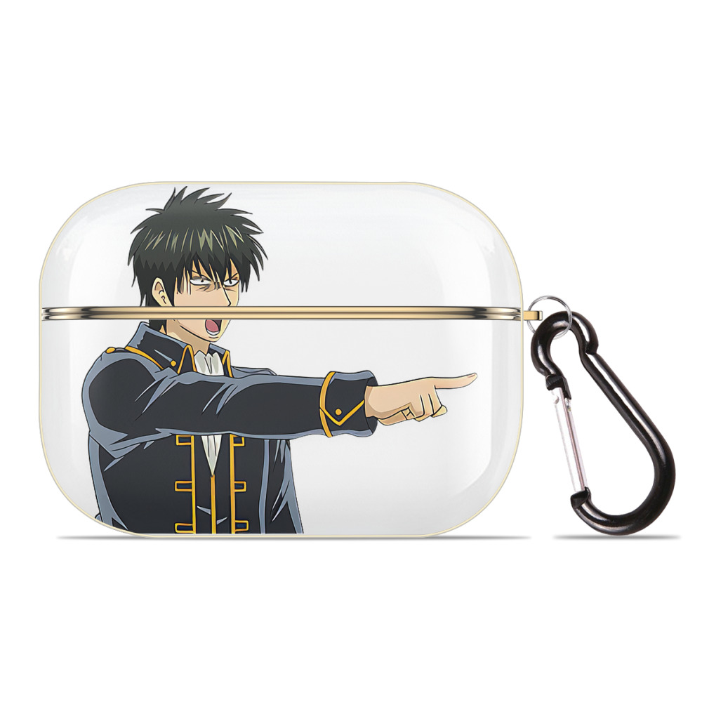（画像用） ぎんたま 坂田銀時（さかたぎんとき） 神楽 志村新八（しむら しんぱち） GINTAMA Sakata Gintoki Kagura Shimura Shinpachi 【AirPods Pro用】ハードシェル保護ケース｜耐衝撃・防指紋・カラビナ付き商品仕様