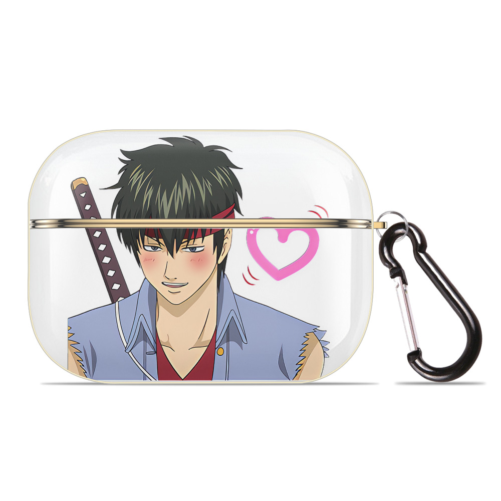 （画像用） ぎんたま 坂田銀時（さかたぎんとき） 神楽 志村新八（しむら しんぱち） GINTAMA Sakata Gintoki Kagura Shimura Shinpachi 【AirPods Pro用】ハードシェル保護ケース｜耐衝撃・防指紋・カラビナ付き商品仕様