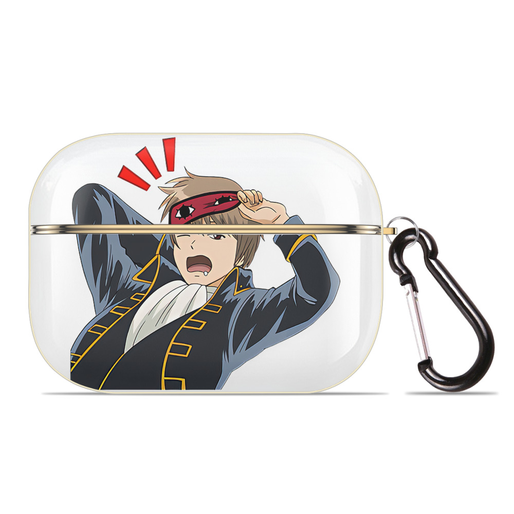 （画像用） ぎんたま 坂田銀時（さかたぎんとき） 神楽 志村新八（しむら しんぱち） GINTAMA Sakata Gintoki Kagura Shimura Shinpachi 【AirPods Pro用】ハードシェル保護ケース｜耐衝撃・防指紋・カラビナ付き商品仕様