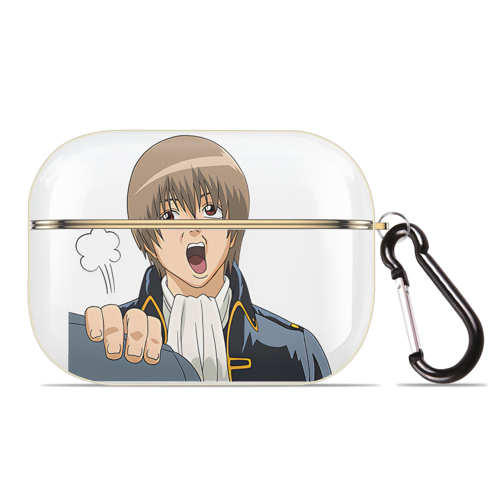 （画像用） ぎんたま 坂田銀時（さかたぎんとき） 神楽 志村新八（しむら しんぱち） GINTAMA Sakata Gintoki Kagura Shimura Shinpachi 【AirPods Pro用】ハードシェル保護ケース｜耐衝撃・防指紋・カラビナ付き商品仕様