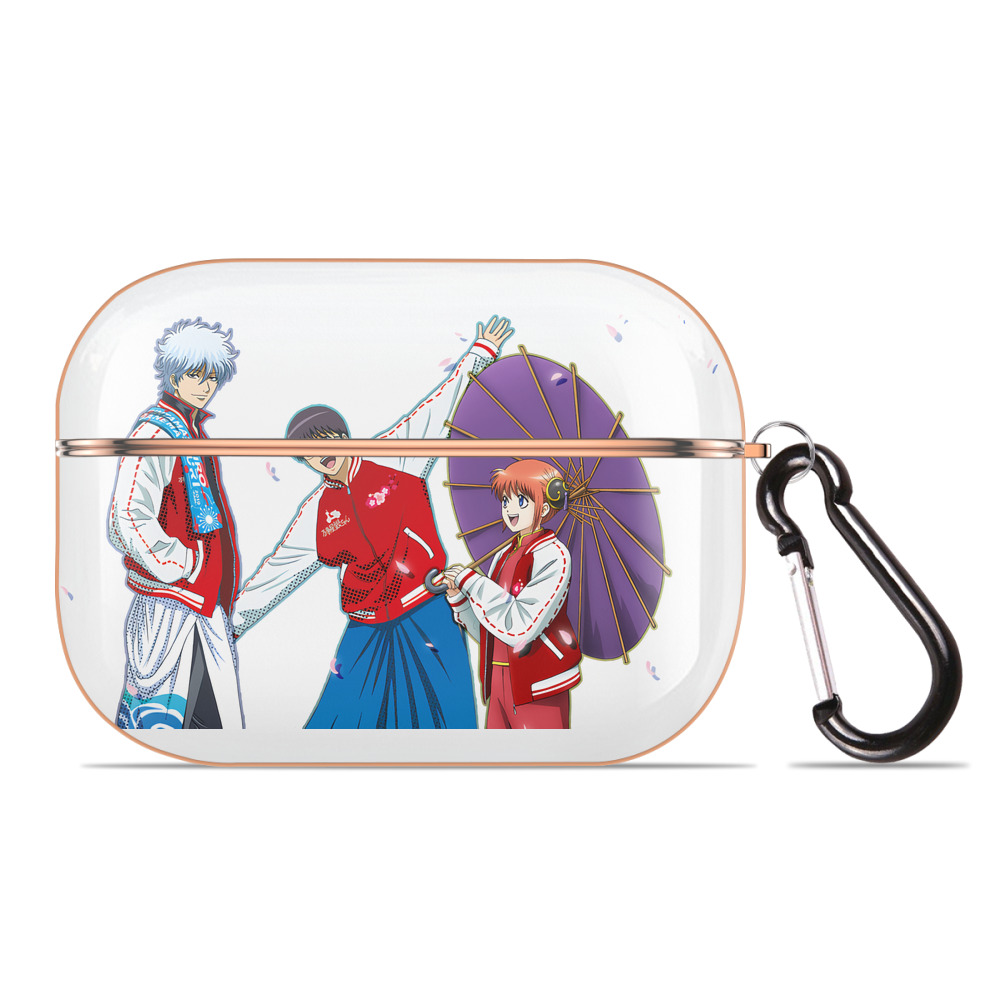 （画像用） ぎんたま 坂田銀時（さかたぎんとき） 神楽 志村新八（しむら しんぱち） GINTAMA Sakata Gintoki Kagura Shimura Shinpachi 【AirPods Pro用】ハードシェル保護ケース｜耐衝撃・防指紋・カラビナ付き商品仕様