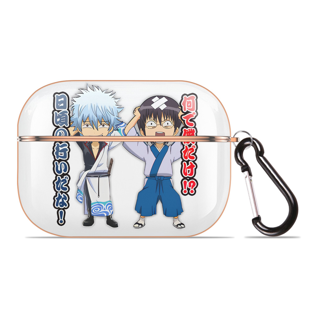 （画像用） ぎんたま 坂田銀時（さかたぎんとき） 神楽 志村新八（しむら しんぱち） GINTAMA Sakata Gintoki Kagura Shimura Shinpachi 【AirPods Pro用】ハードシェル保護ケース｜耐衝撃・防指紋・カラビナ付き商品仕様