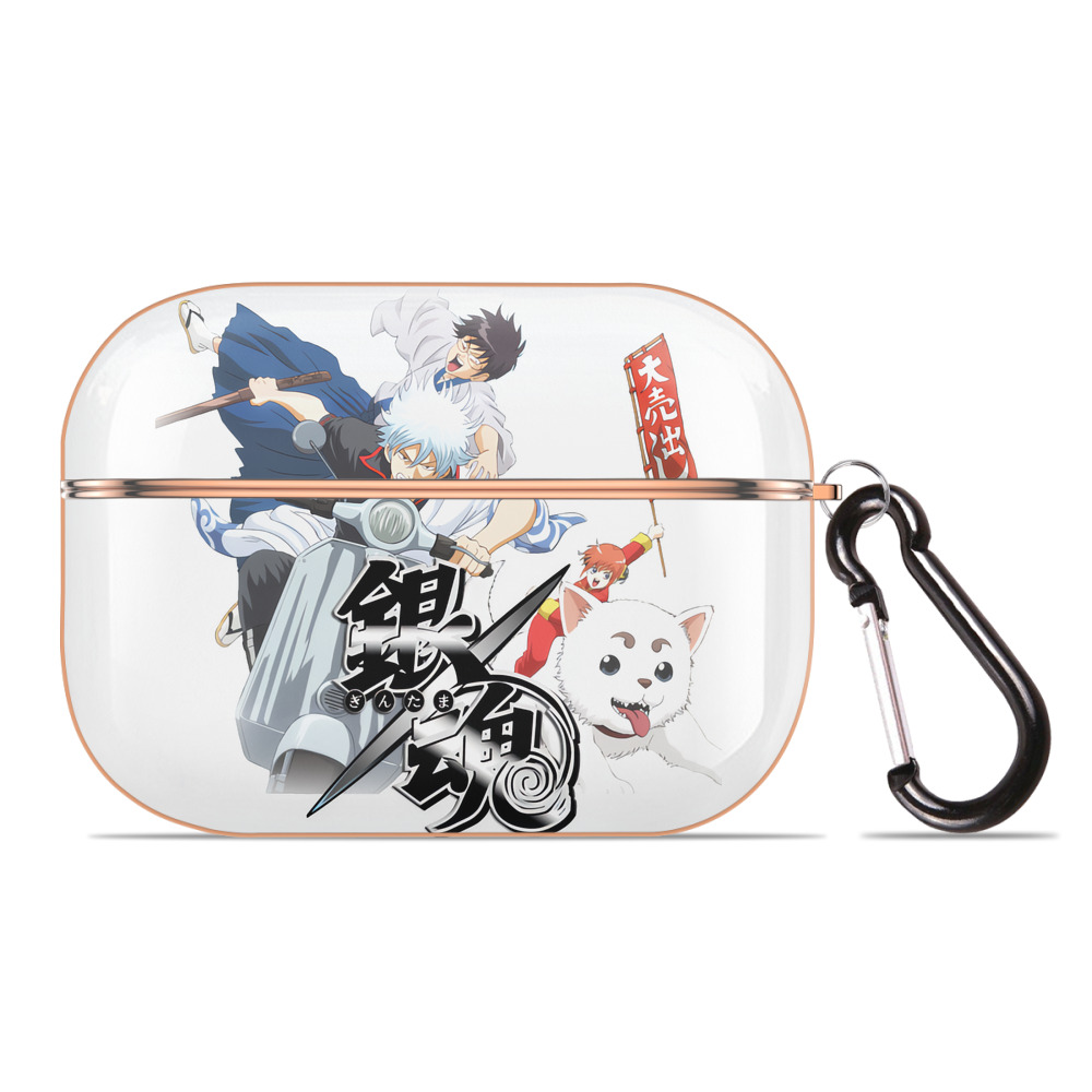 （画像用） ぎんたま 坂田銀時（さかたぎんとき） 神楽 志村新八（しむら しんぱち） GINTAMA Sakata Gintoki Kagura Shimura Shinpachi 【AirPods Pro用】ハードシェル保護ケース｜耐衝撃・防指紋・カラビナ付き商品仕様