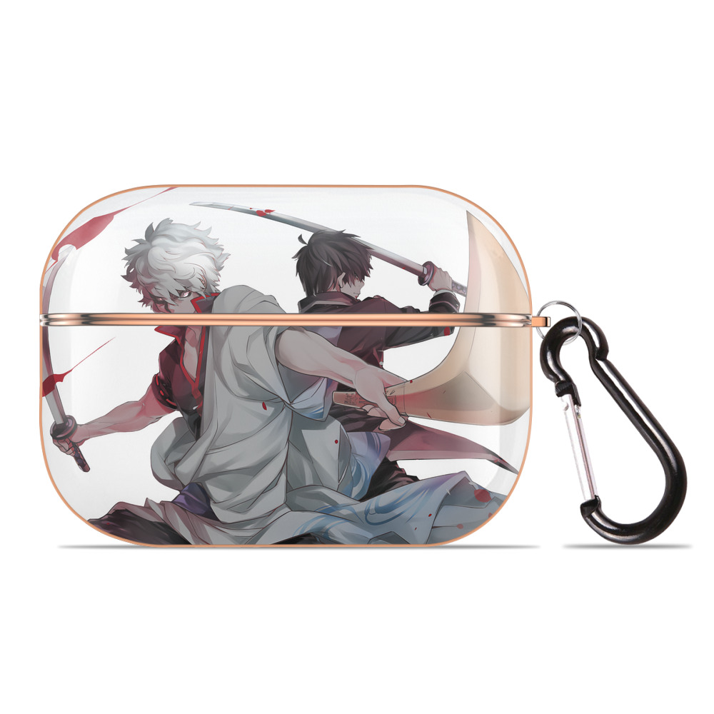 （画像用） ぎんたま 坂田銀時（さかたぎんとき） 神楽 志村新八（しむら しんぱち） GINTAMA Sakata Gintoki Kagura Shimura Shinpachi 【AirPods Pro用】ハードシェル保護ケース｜耐衝撃・防指紋・カラビナ付き商品仕様