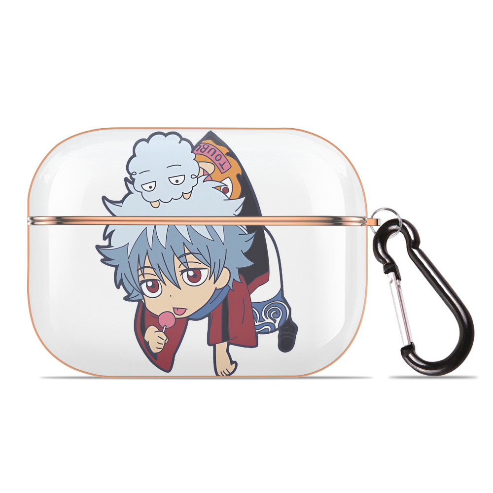 （画像用） ぎんたま 坂田銀時（さかたぎんとき） 神楽 志村新八（しむら しんぱち） GINTAMA Sakata Gintoki Kagura Shimura Shinpachi 【AirPods Pro用】ハードシェル保護ケース｜耐衝撃・防指紋・カラビナ付き商品仕様
