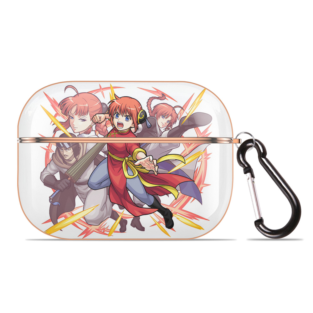 （画像用） ぎんたま 坂田銀時（さかたぎんとき） 神楽 志村新八（しむら しんぱち） GINTAMA Sakata Gintoki Kagura Shimura Shinpachi 【AirPods Pro用】ハードシェル保護ケース｜耐衝撃・防指紋・カラビナ付き商品仕様