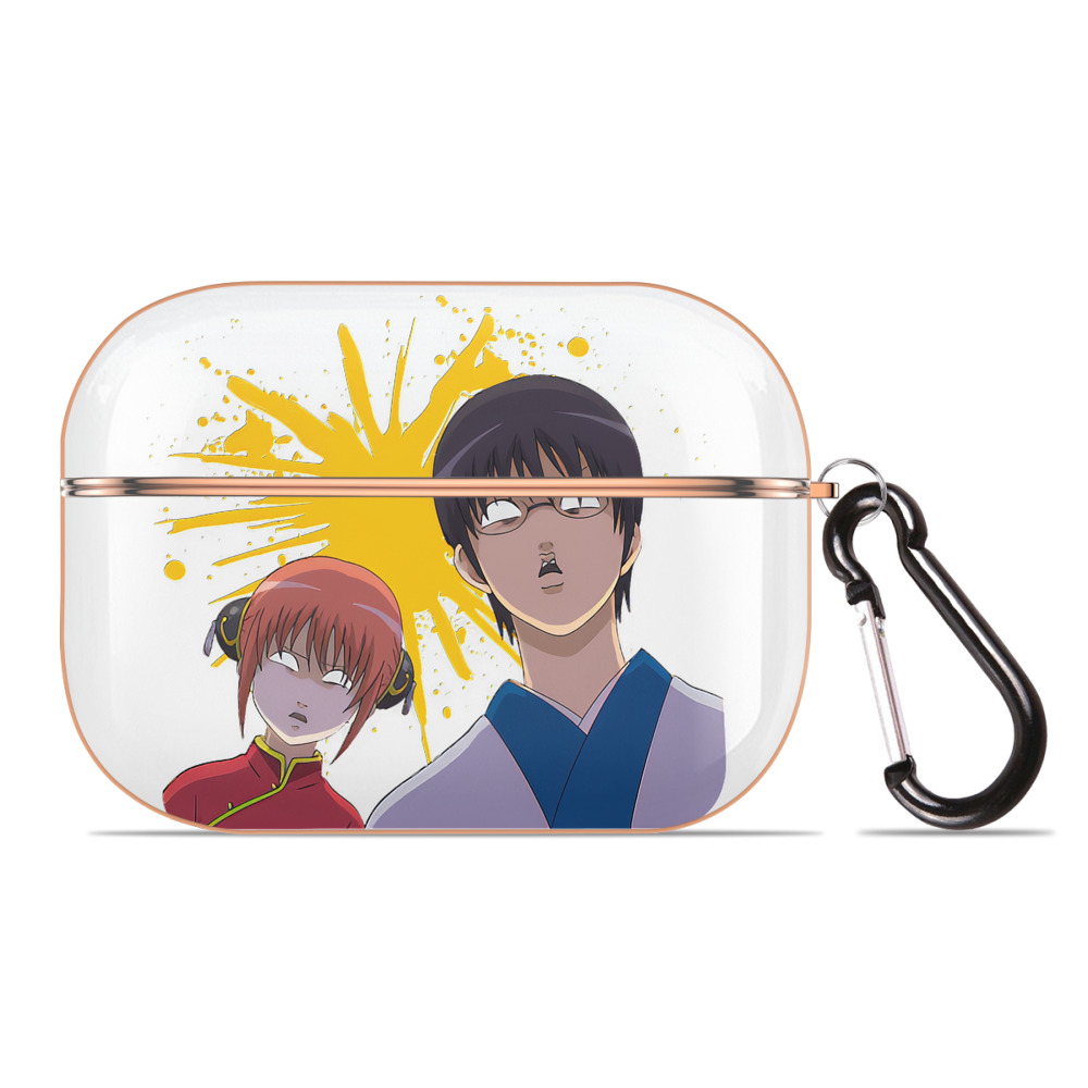 （画像用） ぎんたま 坂田銀時（さかたぎんとき） 神楽 志村新八（しむら しんぱち） GINTAMA Sakata Gintoki Kagura Shimura Shinpachi 【AirPods Pro用】ハードシェル保護ケース｜耐衝撃・防指紋・カラビナ付き商品仕様