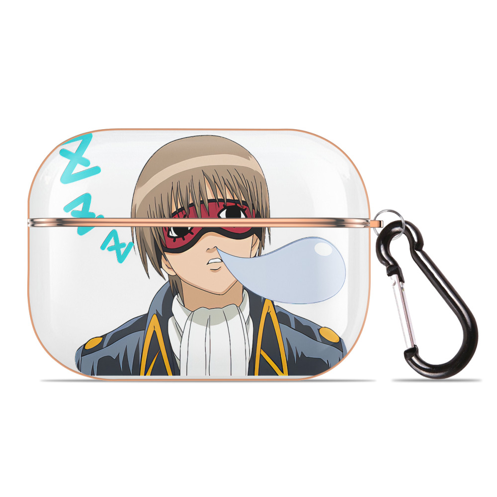（画像用） ぎんたま 坂田銀時（さかたぎんとき） 神楽 志村新八（しむら しんぱち） GINTAMA Sakata Gintoki Kagura Shimura Shinpachi 【AirPods Pro用】ハードシェル保護ケース｜耐衝撃・防指紋・カラビナ付き商品仕様