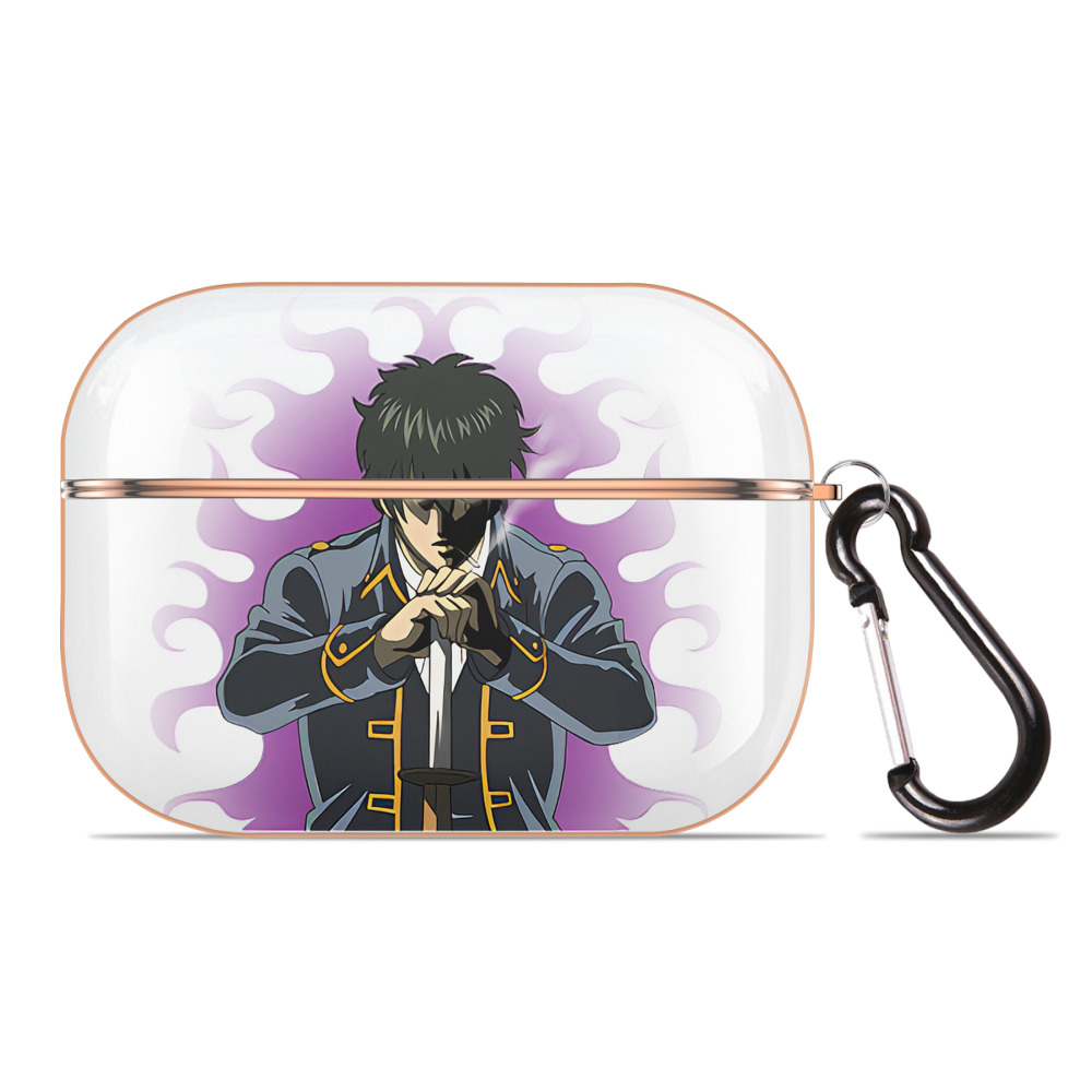 （画像用） ぎんたま 坂田銀時（さかたぎんとき） 神楽 志村新八（しむら しんぱち） GINTAMA Sakata Gintoki Kagura Shimura Shinpachi 【AirPods Pro用】ハードシェル保護ケース｜耐衝撃・防指紋・カラビナ付き商品仕様