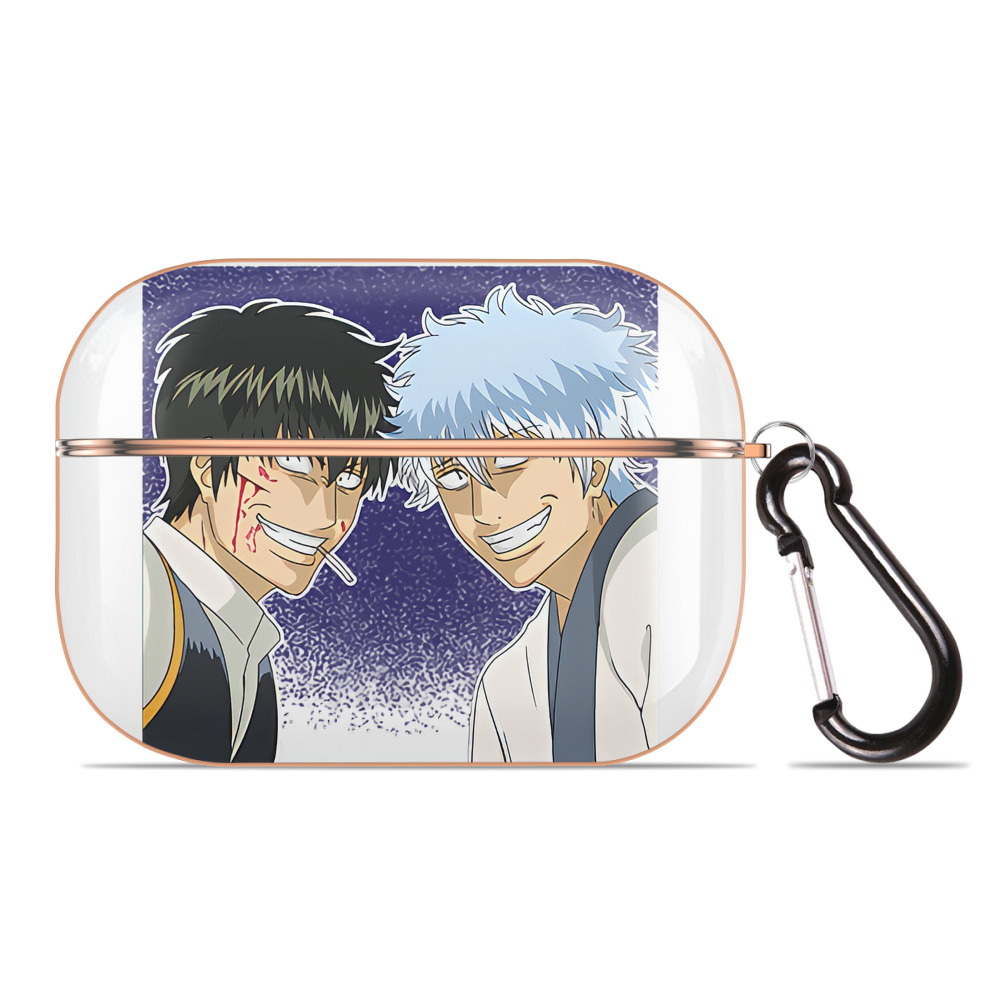 （画像用） ぎんたま 坂田銀時（さかたぎんとき） 神楽 志村新八（しむら しんぱち） GINTAMA Sakata Gintoki Kagura Shimura Shinpachi 【AirPods Pro用】ハードシェル保護ケース｜耐衝撃・防指紋・カラビナ付き商品仕様
