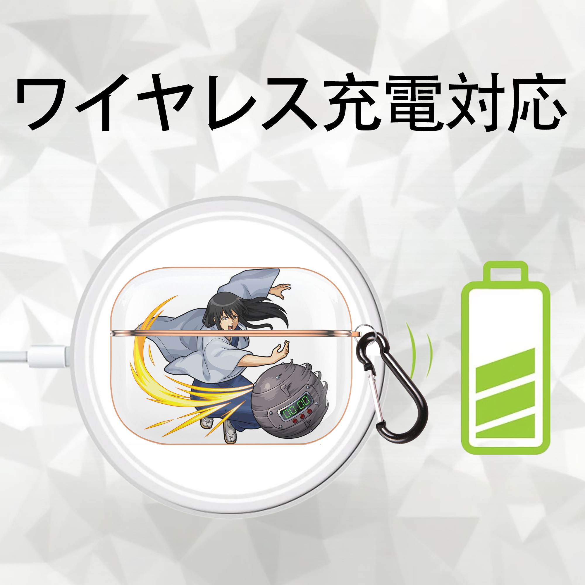 ぎんたま 坂田銀時（さかたぎんとき） 神楽 志村新八（しむら しんぱち） GINTAMA Sakata Gintoki Kagura Shimura Shinpachi 【AirPods Pro用】ハードシェル保護ケース｜耐衝撃・防指紋・カラビナ付き商品仕様