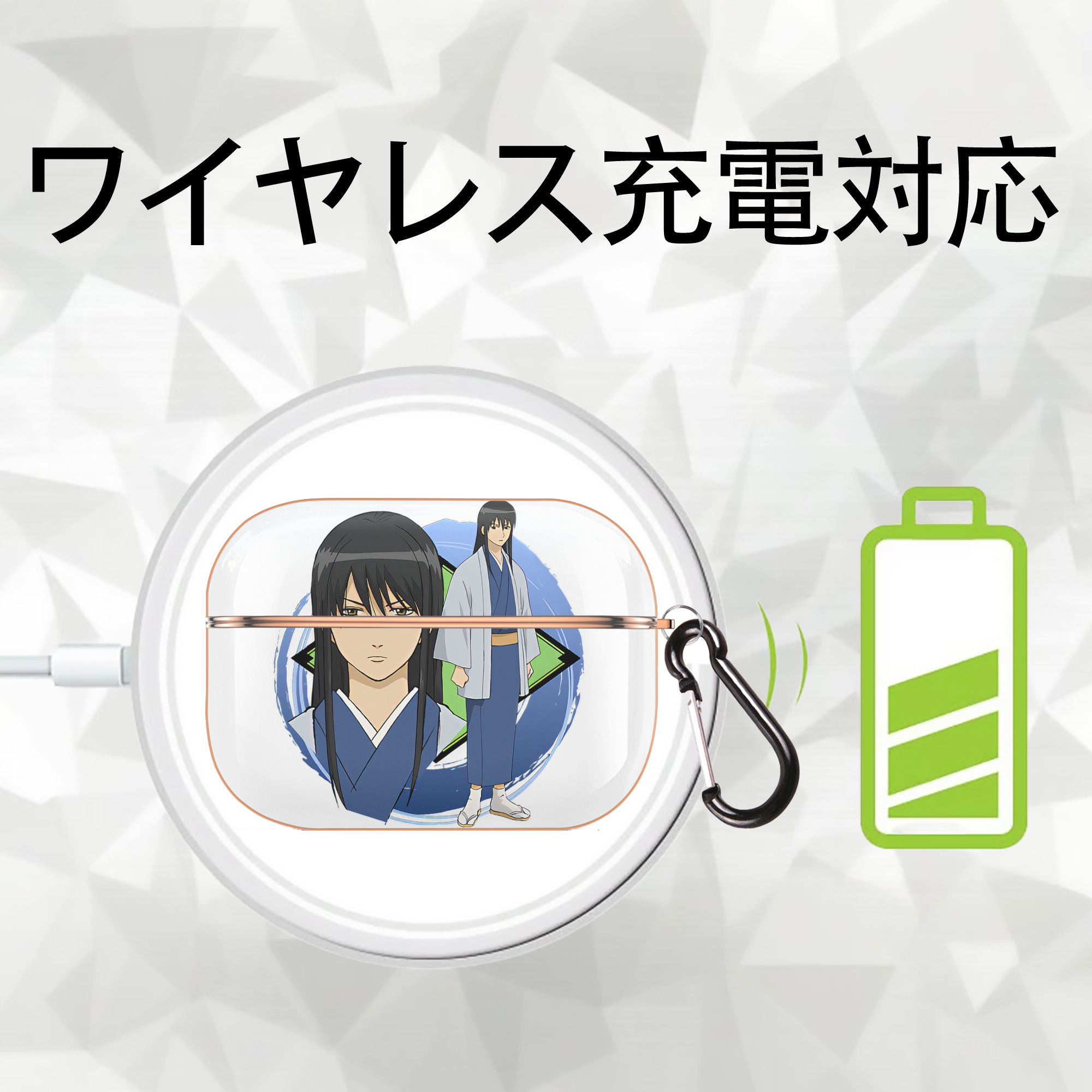 ぎんたま 坂田銀時（さかたぎんとき） 神楽 志村新八（しむら しんぱち） GINTAMA Sakata Gintoki Kagura Shimura Shinpachi 【AirPods Pro用】ハードシェル保護ケース｜耐衝撃・防指紋・カラビナ付き商品仕様