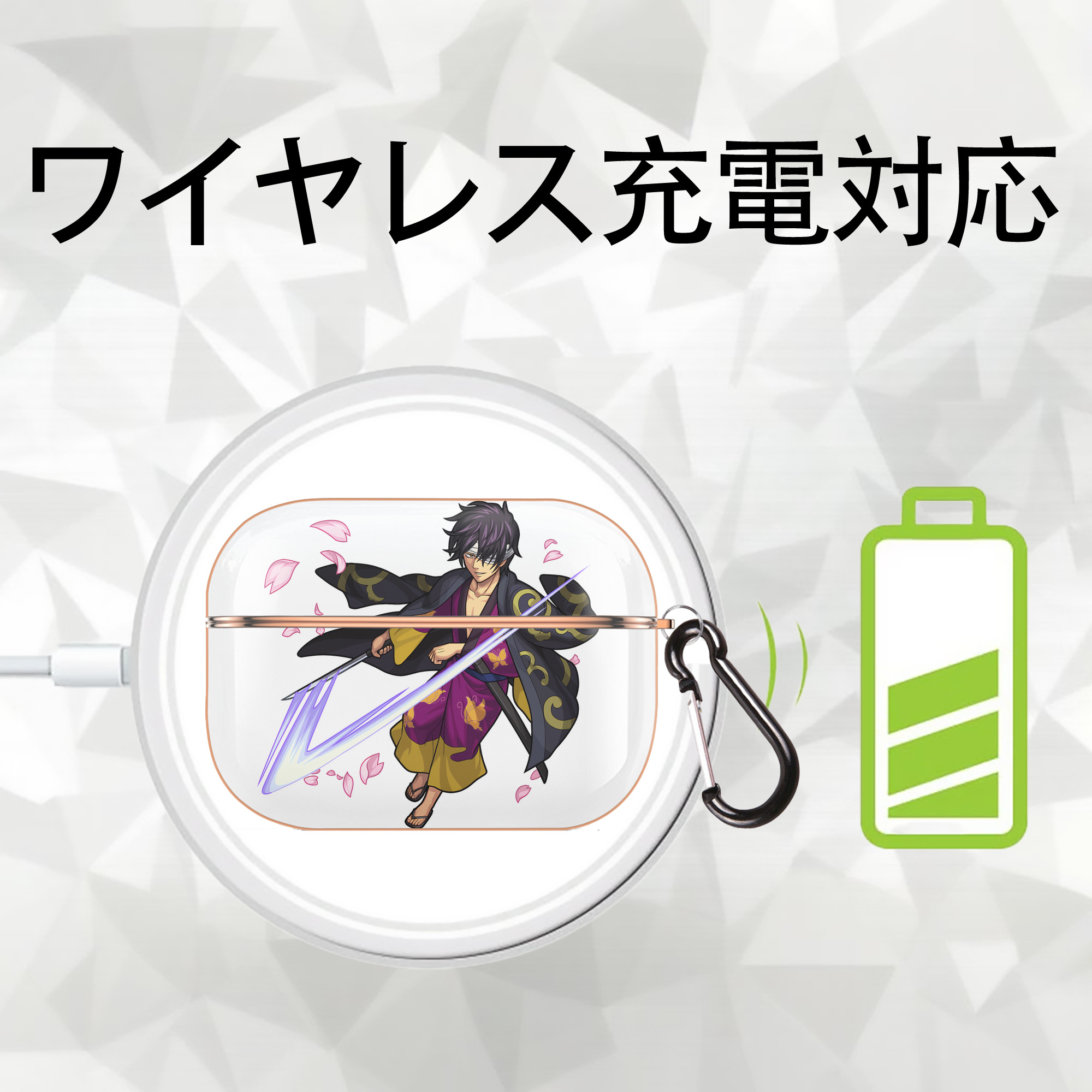 ぎんたま 坂田銀時（さかたぎんとき） 神楽 志村新八（しむら しんぱち） GINTAMA Sakata Gintoki Kagura Shimura Shinpachi 【AirPods Pro用】ハードシェル保護ケース｜耐衝撃・防指紋・カラビナ付き商品仕様