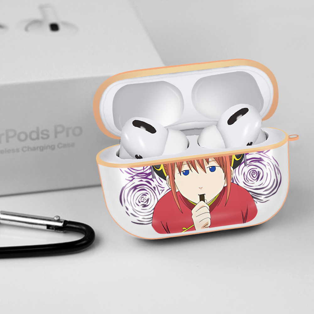 ぎんたま 坂田銀時（さかたぎんとき） 神楽 志村新八（しむら しんぱち） GINTAMA Sakata Gintoki Kagura Shimura Shinpachi 【AirPods Pro用】ハードシェル保護ケース｜耐衝撃・防指紋・カラビナ付き商品仕様