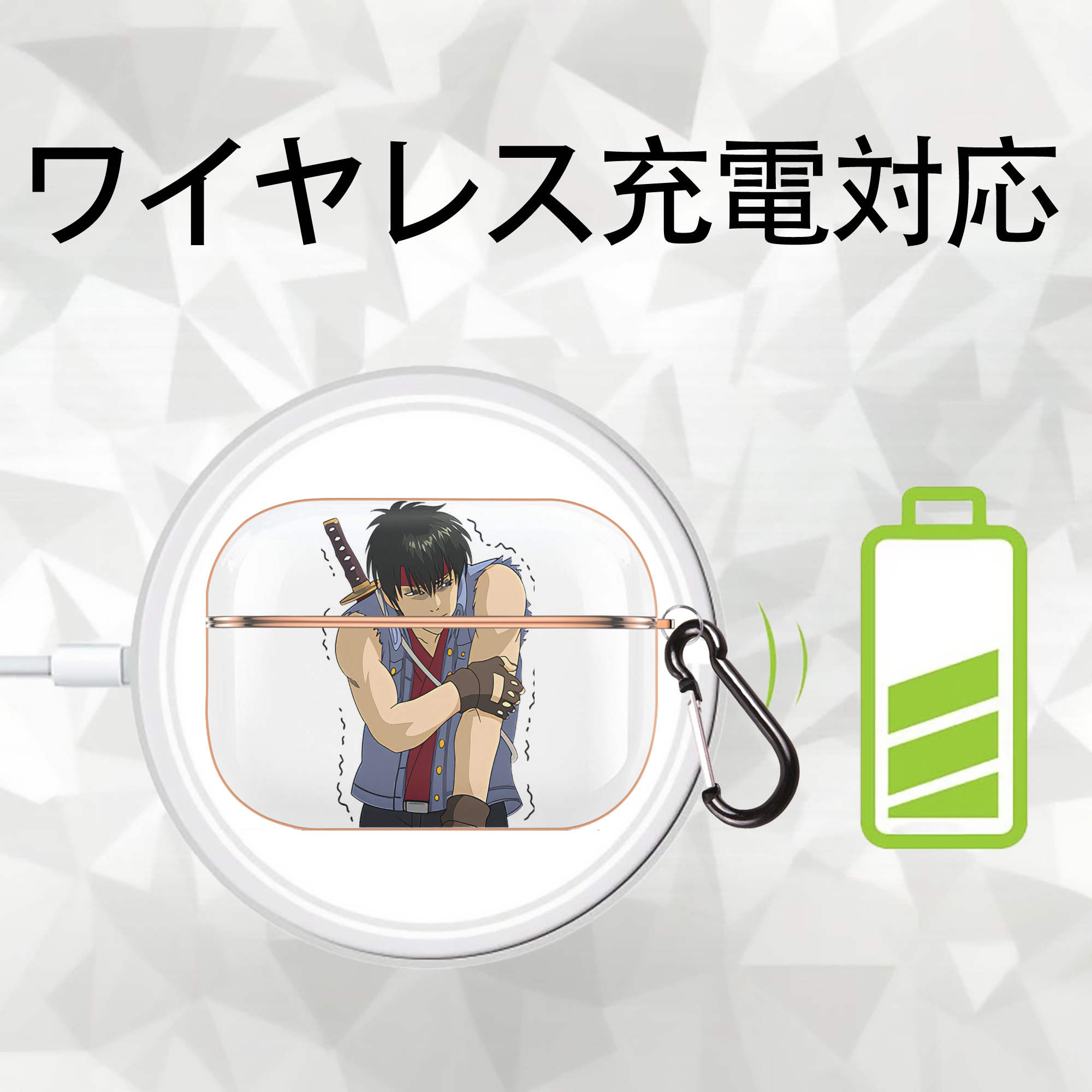 ぎんたま 坂田銀時（さかたぎんとき） 神楽 志村新八（しむら しんぱち） GINTAMA Sakata Gintoki Kagura Shimura Shinpachi 【AirPods Pro用】ハードシェル保護ケース｜耐衝撃・防指紋・カラビナ付き商品仕様